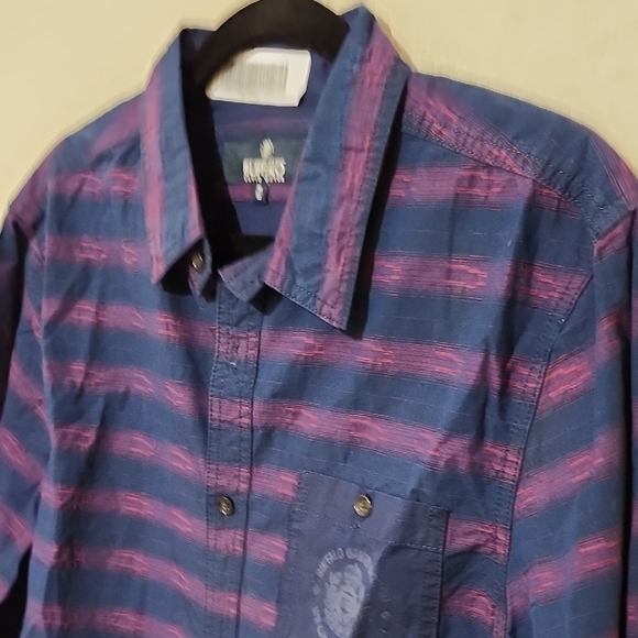 Buffalo David Bitton Blue and Purple Casual Button Down Shirt - Picture 7 of 11